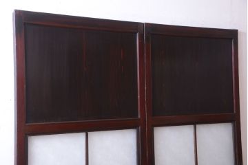 古民具・骨董　レトロガラス帯のアンティークガラス帯戸2枚セット