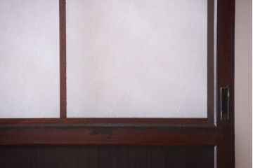 古民具・骨董　レトロガラス帯のアンティークガラス帯戸2枚セット