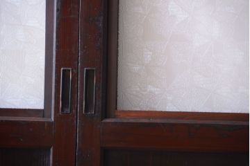 古民具・骨董　レトロガラス帯のアンティークガラス帯戸2枚セット
