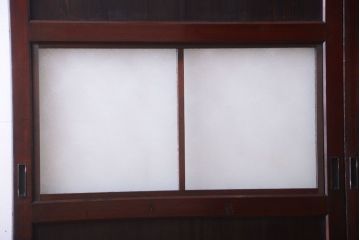 古民具・骨董　レトロガラス帯のアンティークガラス帯戸2枚セット