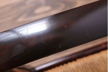 中古　松本民芸家具　77型　曲肘　ラッシ座面アームチェア