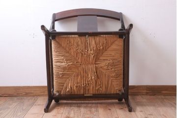 中古　松本民芸家具　77型　曲肘　ラッシ座面アームチェア