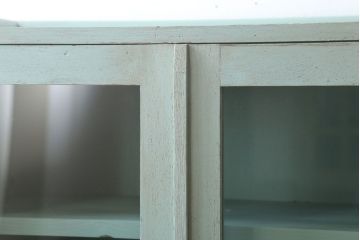 アンティーク家具　アンティークペイント　オリーブグリーンカラーの本箱(ブックケース)