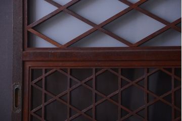 和製アンティーク　菱組子が素晴らしいガラス戸2枚セット