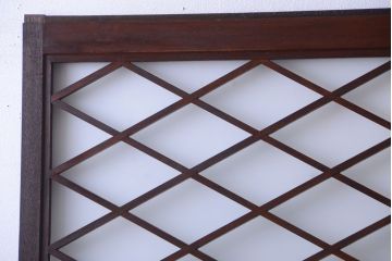 和製アンティーク　菱組子が素晴らしいガラス戸2枚セット