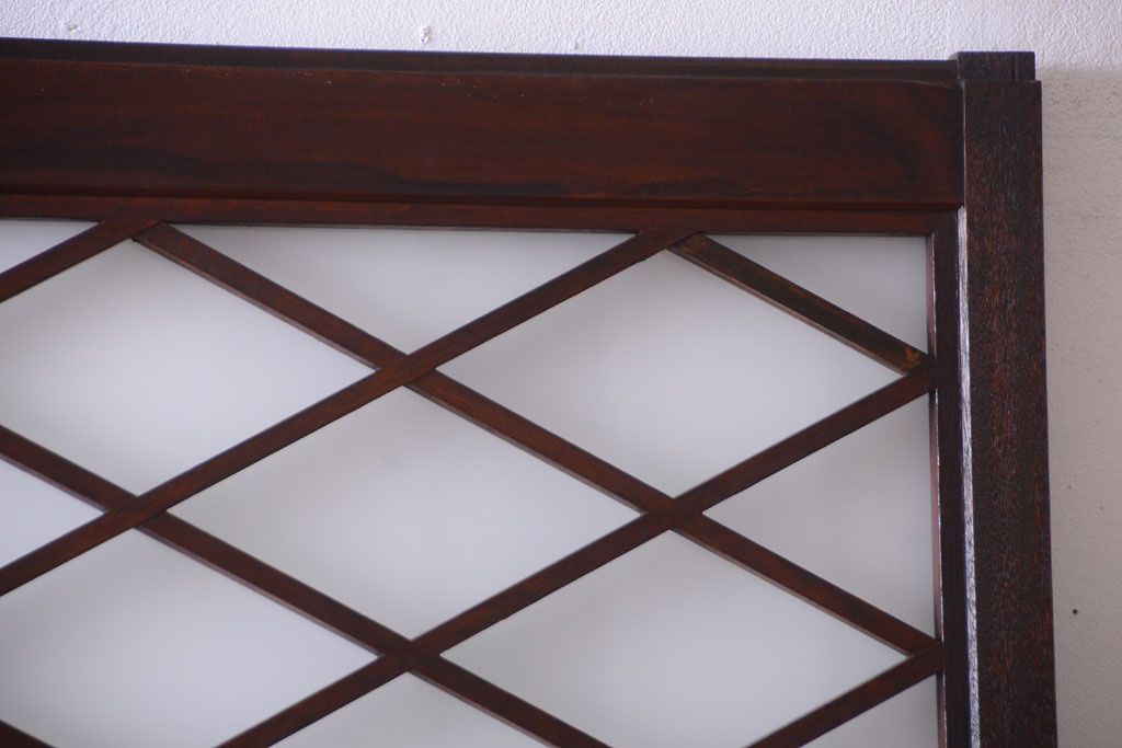 和製アンティーク　菱組子が素晴らしいガラス戸2枚セット