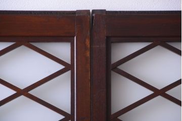 和製アンティーク　菱組子が素晴らしいガラス戸2枚セット