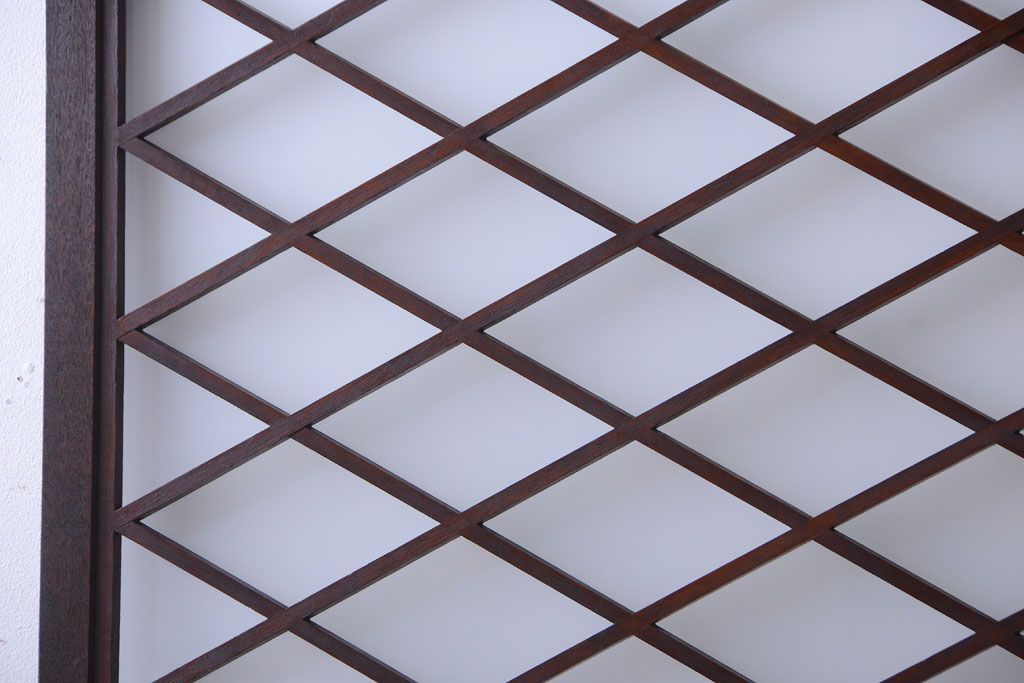 和製アンティーク　菱組子が素晴らしいガラス戸2枚セット