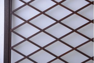 和製アンティーク　菱組子が素晴らしいガラス戸2枚セット