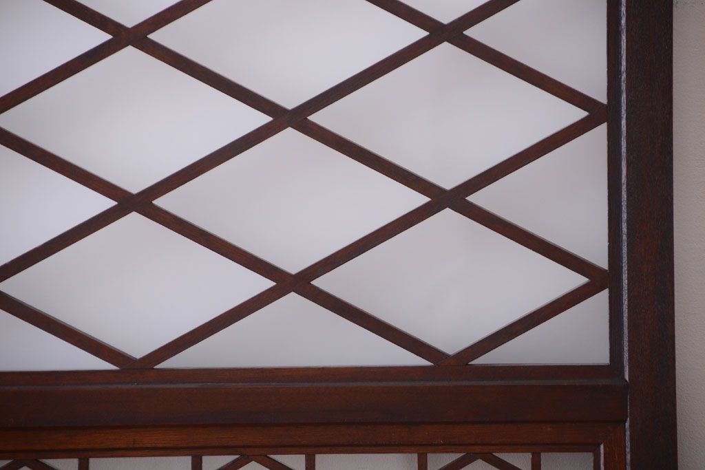 和製アンティーク　菱組子が素晴らしいガラス戸2枚セット