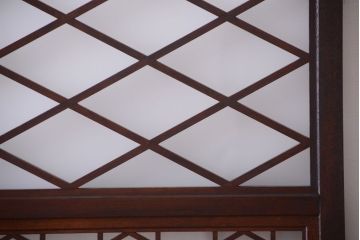 和製アンティーク　菱組子が素晴らしいガラス戸2枚セット