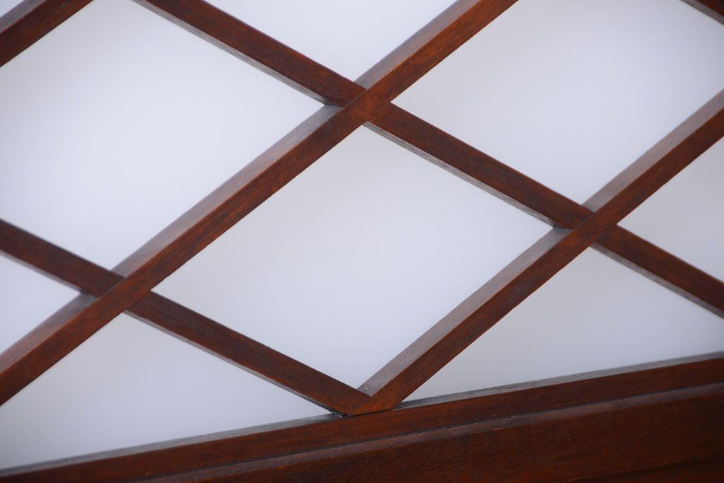 和製アンティーク　菱組子が素晴らしいガラス戸2枚セット