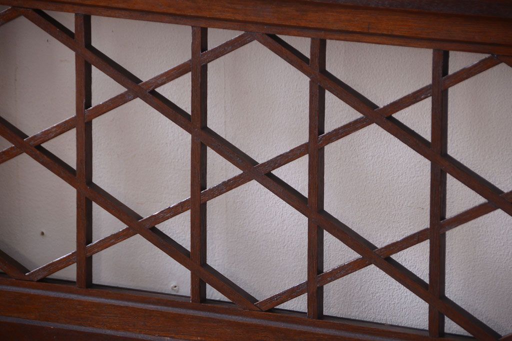 和製アンティーク　菱組子が素晴らしいガラス戸2枚セット