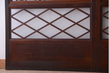 和製アンティーク　菱組子が素晴らしいガラス戸2枚セット