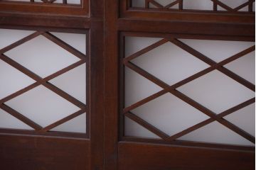 和製アンティーク　菱組子が素晴らしいガラス戸2枚セット