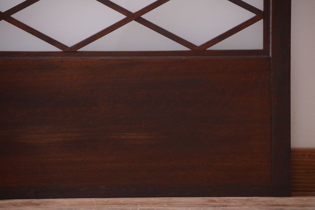 和製アンティーク　菱組子が素晴らしいガラス戸2枚セット