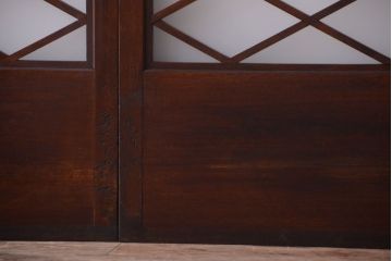 和製アンティーク　菱組子が素晴らしいガラス戸2枚セット