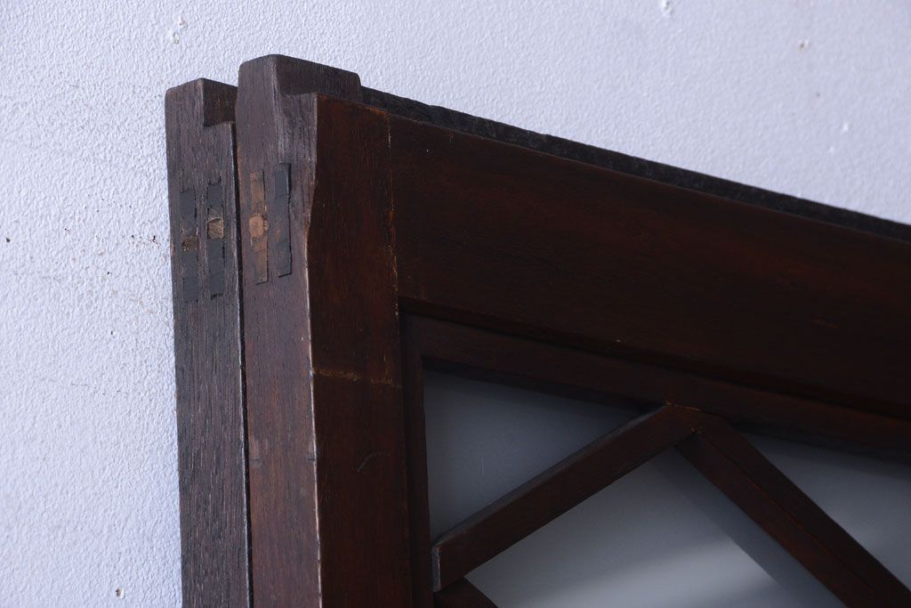 和製アンティーク　菱組子が素晴らしいガラス戸2枚セット