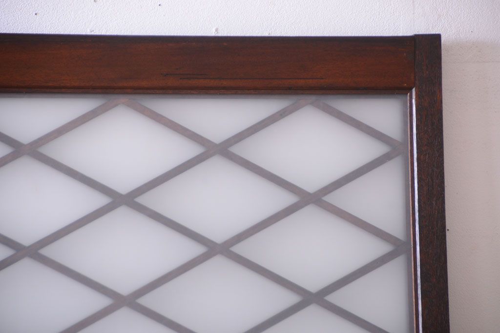 和製アンティーク　菱組子が素晴らしいガラス戸2枚セット