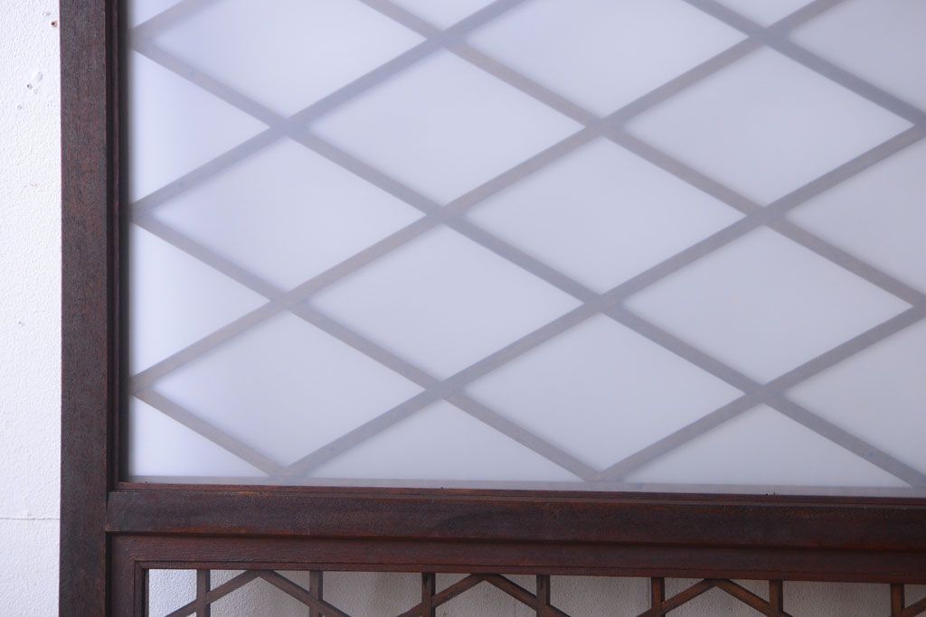 和製アンティーク　菱組子が素晴らしいガラス戸2枚セット