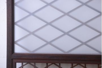 和製アンティーク　菱組子が素晴らしいガラス戸2枚セット