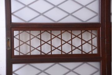 和製アンティーク　菱組子が素晴らしいガラス戸2枚セット