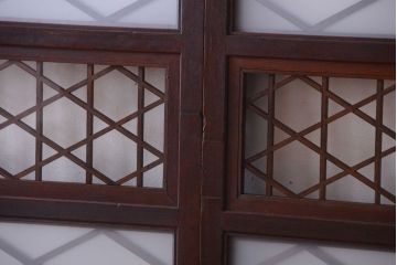 和製アンティーク　菱組子が素晴らしいガラス戸2枚セット