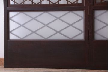 和製アンティーク　菱組子が素晴らしいガラス戸2枚セット