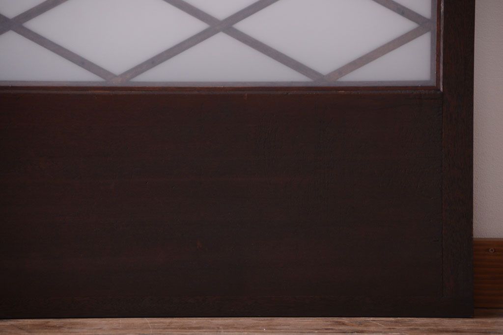 和製アンティーク　菱組子が素晴らしいガラス戸2枚セット