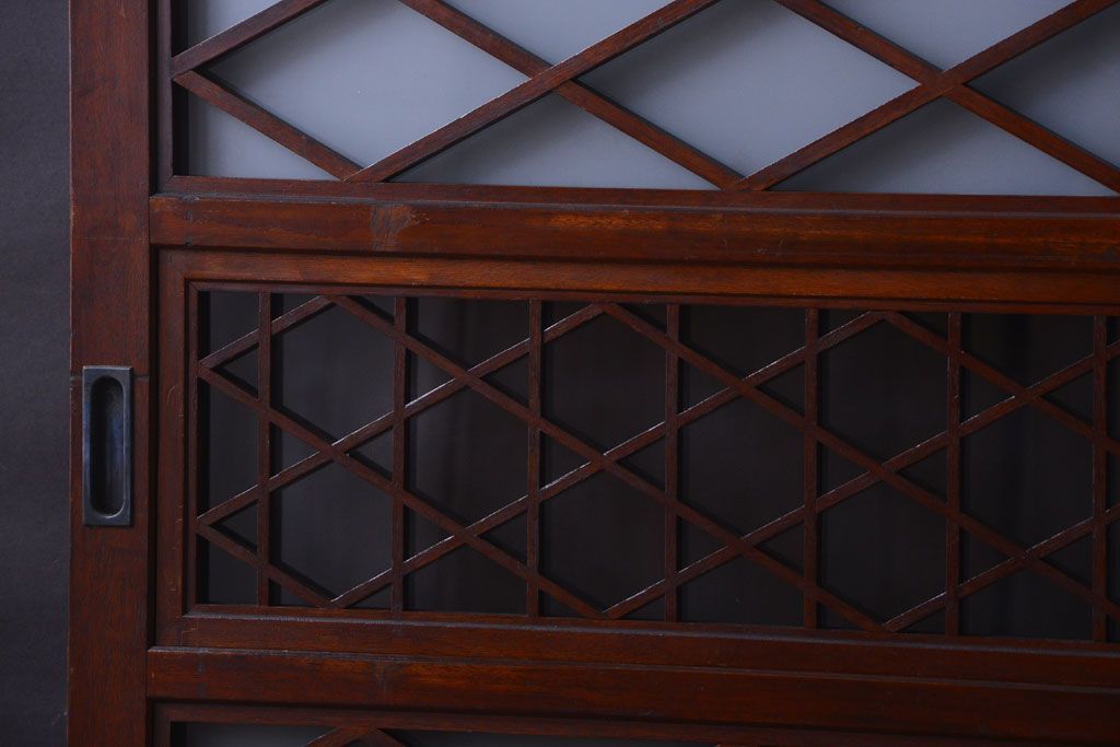 和製アンティーク　菱組子が素晴らしいガラス戸2枚セット(2)