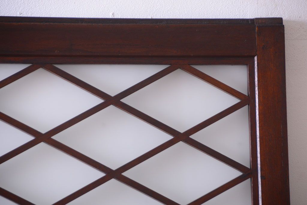 和製アンティーク　菱組子が素晴らしいガラス戸2枚セット(2)