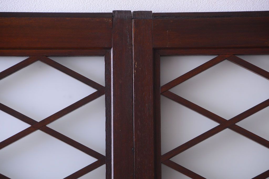 和製アンティーク　菱組子が素晴らしいガラス戸2枚セット(2)