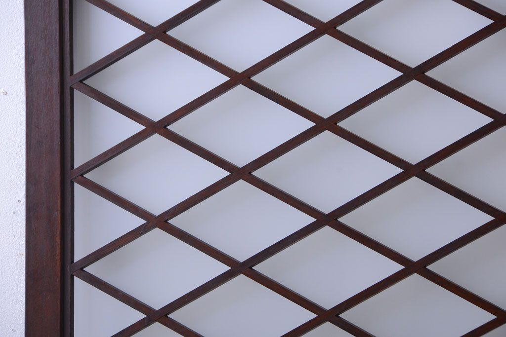 和製アンティーク　菱組子が素晴らしいガラス戸2枚セット(2)