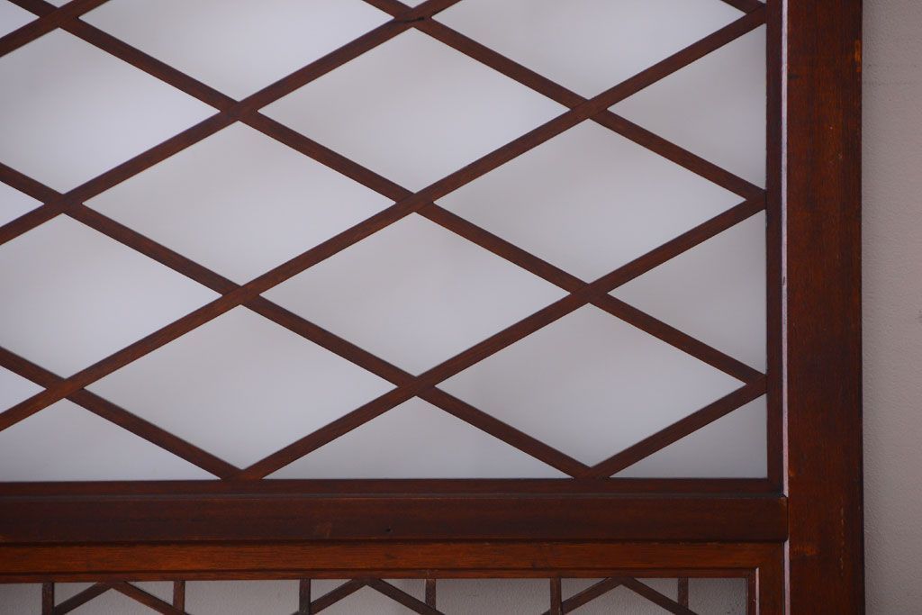 和製アンティーク　菱組子が素晴らしいガラス戸2枚セット(2)