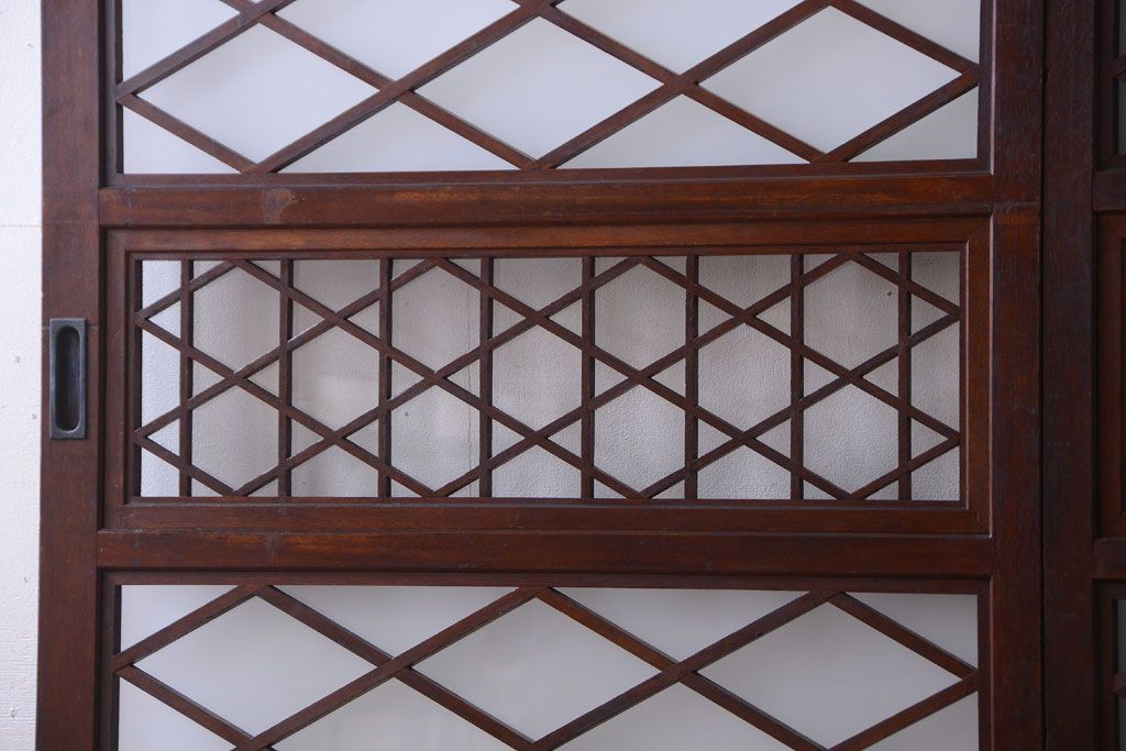 和製アンティーク　菱組子が素晴らしいガラス戸2枚セット(2)