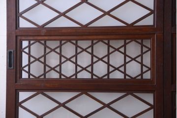 和製アンティーク　菱組子が素晴らしいガラス戸2枚セット(2)