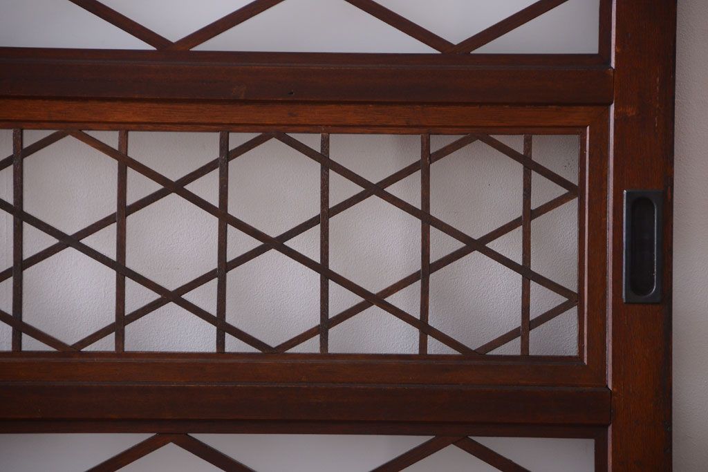 和製アンティーク　菱組子が素晴らしいガラス戸2枚セット(2)