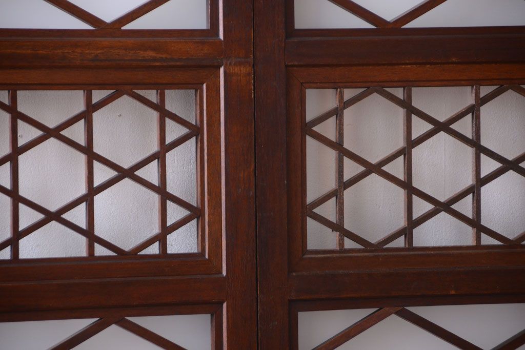 和製アンティーク　菱組子が素晴らしいガラス戸2枚セット(2)