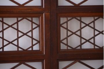 和製アンティーク　菱組子が素晴らしいガラス戸2枚セット(2)