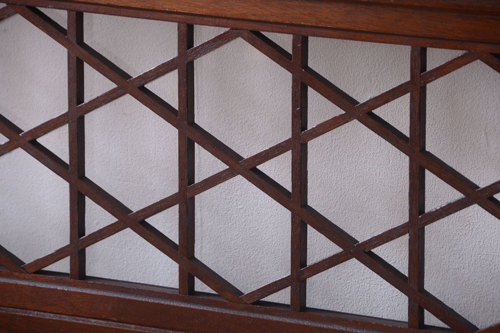 和製アンティーク　菱組子が素晴らしいガラス戸2枚セット(2)