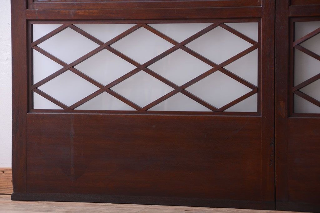 和製アンティーク　菱組子が素晴らしいガラス戸2枚セット(2)