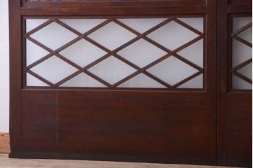 和製アンティーク　菱組子が素晴らしいガラス戸2枚セット(2)