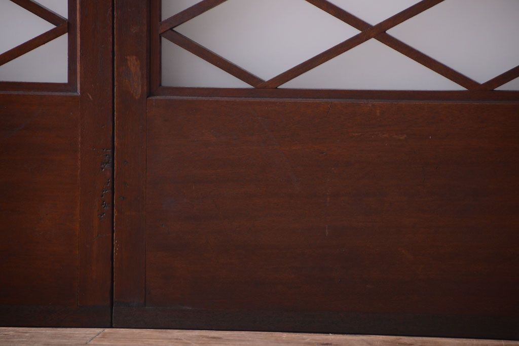 和製アンティーク　菱組子が素晴らしいガラス戸2枚セット(2)