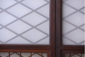 和製アンティーク　菱組子が素晴らしいガラス戸2枚セット(2)