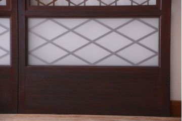 和製アンティーク　菱組子が素晴らしいガラス戸2枚セット(2)