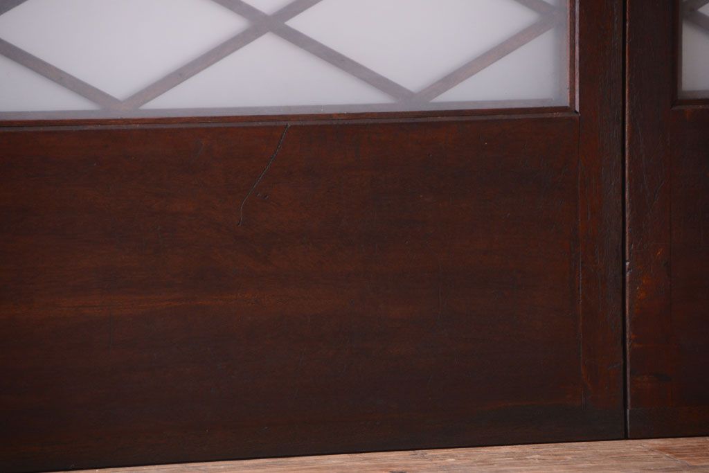 和製アンティーク　菱組子が素晴らしいガラス戸2枚セット(2)