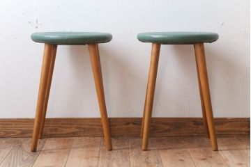 レトロ家具　昭和レトロ　ドーナツスツール2脚セット(リングスツール・丸スツール)