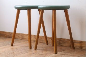 レトロ家具　昭和レトロ　ドーナツスツール2脚セット(リングスツール・丸スツール)