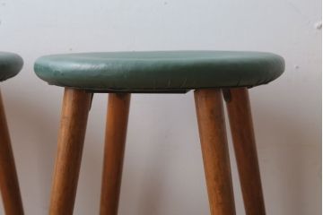 レトロ家具　昭和レトロ　ドーナツスツール2脚セット(リングスツール・丸スツール)
