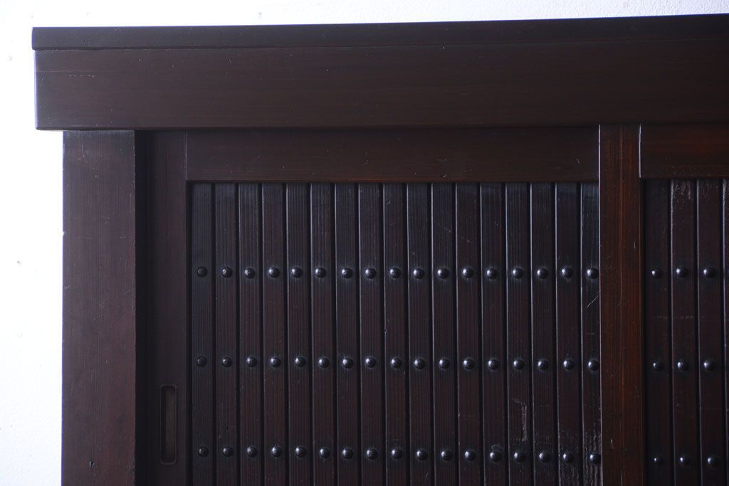 アンティーク家具　古民具・骨董　明治期　横桟引き戸付き!古い五尺水屋箪笥